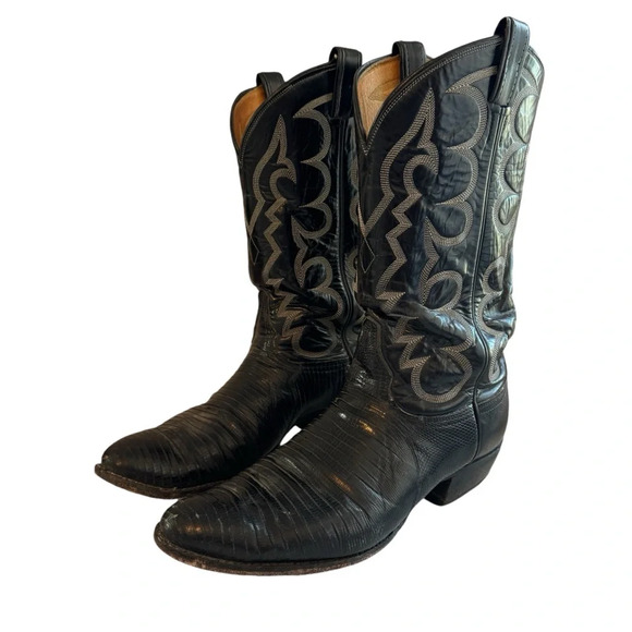 Tony Lama Other - Tony Lama Men’s Black Lizard Round Toe Exotic Cowboy Boots